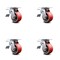 Service Caster 4 Inch Red Poly on Cast Iron Caster Set with Ball Bearing and Total Lock Brake SCC-TTL30S420-PUB-RS-4 - alternate 1